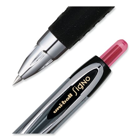 Uni-Ball Signo 207 Gel Pen, Micro 0.5mm, Red Ink, Smoke/Black/Red Barrel, PK12 61257